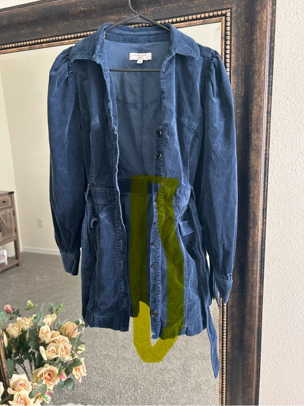 Marissa Webb Indigo Blue Corduroy Button Up Dress - Picture 9 of 11